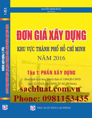 Sách đơn giá xây dựng khu vực thành phố Hồ Chí Minh 2016